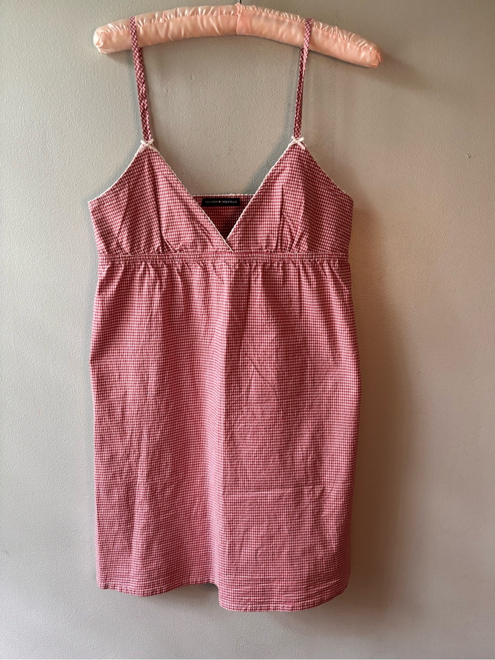 Brandy Melville Edith Red Gingham Babydoll Mini Dress Coquette - Picture 2 of 8